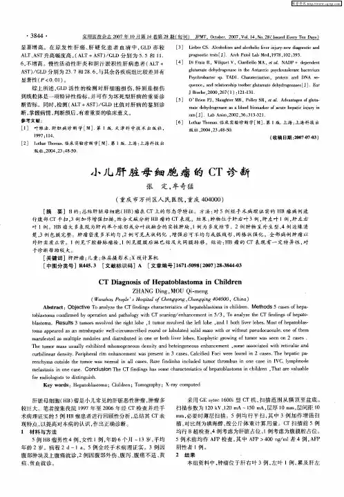 小儿肝脏母细胞瘤的CT诊断