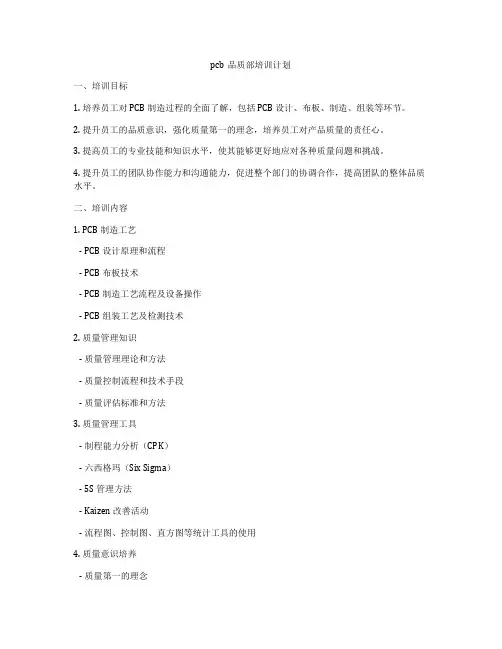 pcb品质部培训计划