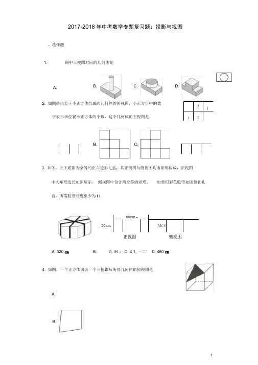 中考数学专题复习题投影与视图(含解析)