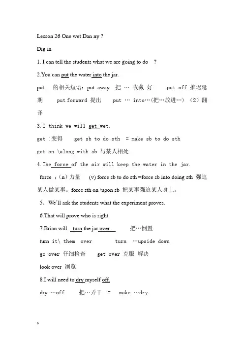 冀教版英语八年级下册Lesson 26 One wet Danny