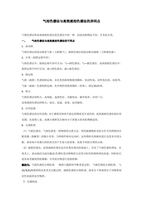 气相与液相色谱的异同点