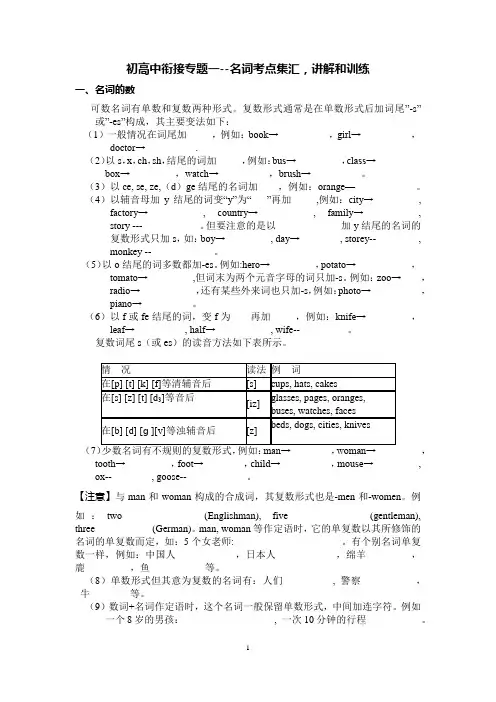 初高中衔接专题考点讲解和训练