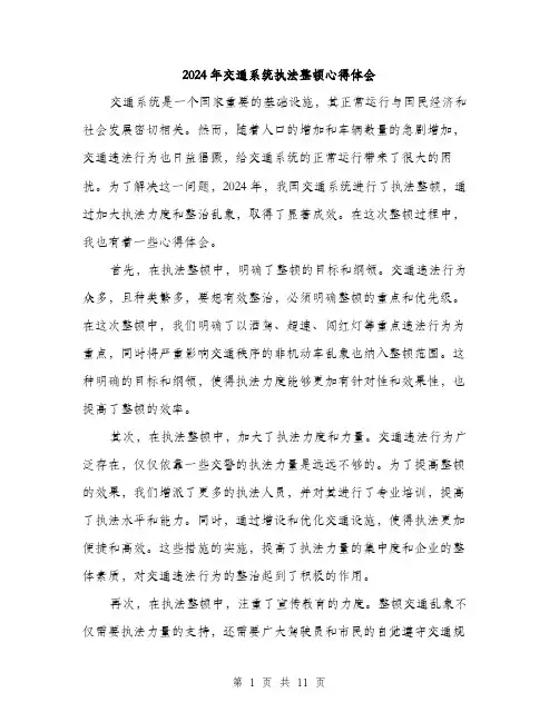 2024年交通系统执法整顿心得体会(4篇)