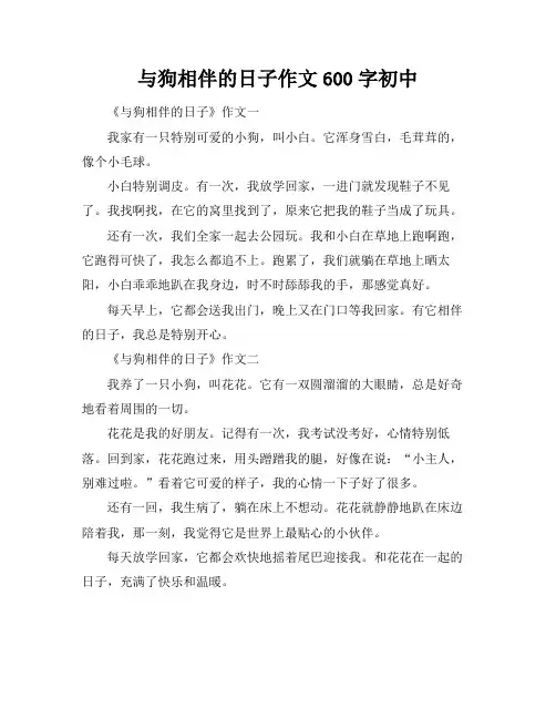 与狗相伴的日子作文600字初中