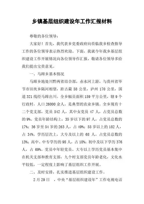 乡镇基层组织建设年工作汇报材料