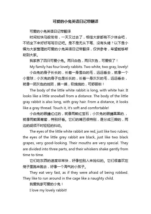 可爱的小兔英语日记带翻译