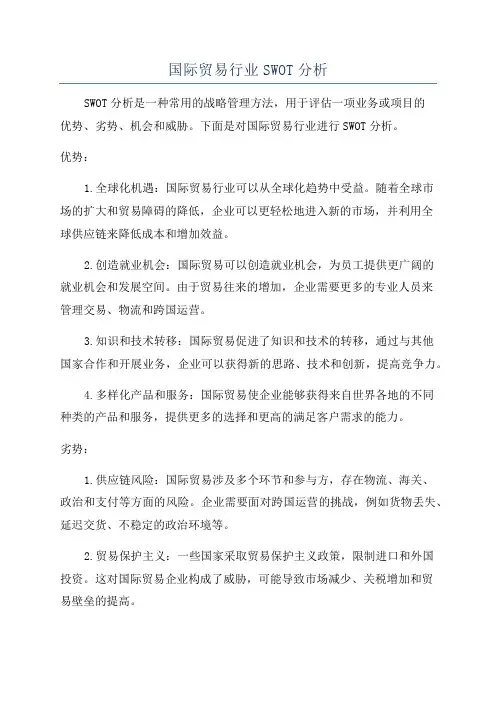 国际贸易行业SWOT分析