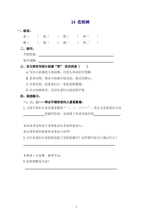 2019-2020新(部编)统编版六年级上册语文试卷试题-14在柏林(含答案).doc