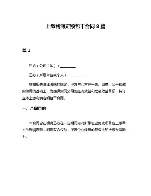 上缴利润定额包干合同8篇