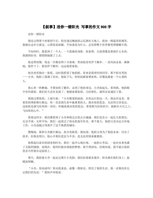 【叙事】送你一缕阳光 写事的作文900字