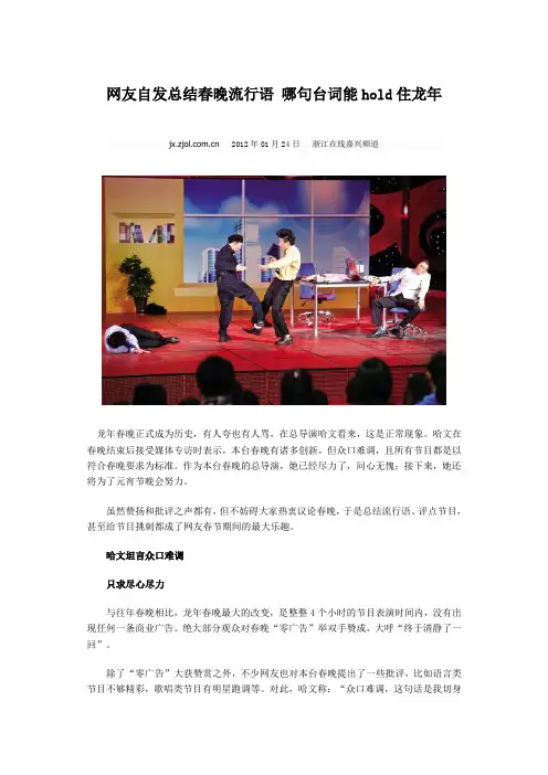 网友自发总结春晚流行语 哪句台词能hold住龙年