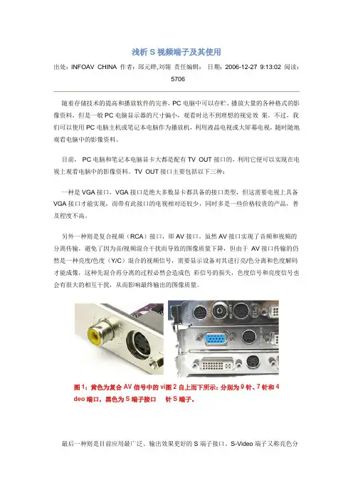 浅析S视频端子及其使用