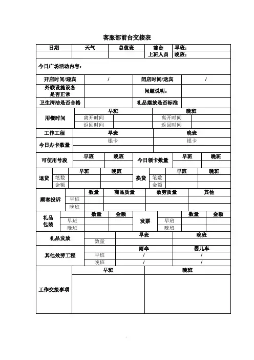 客服交接表(前台)- 1 