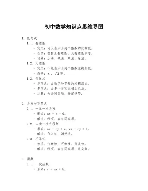 初中数学知识点思维导图