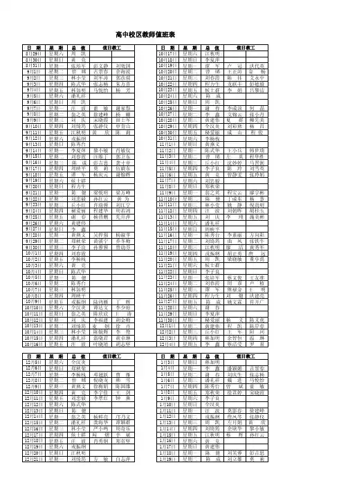 高中校区教师值班表