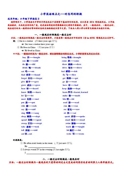 译林版英语六年级下册英语语法时态讲解