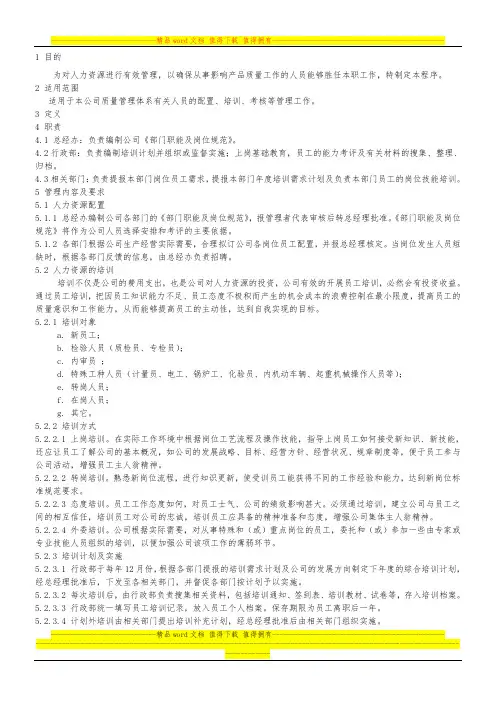 QP620人力资源管理程序(ISO9001)