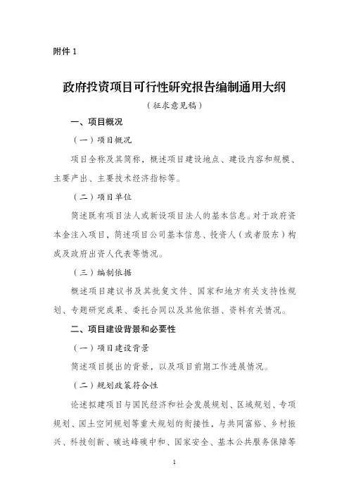 政府可研编制大纲