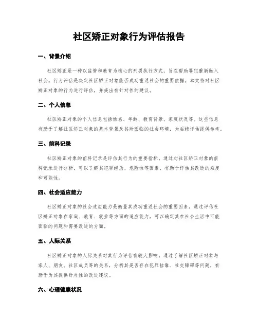 社区矫正对象行为评估报告