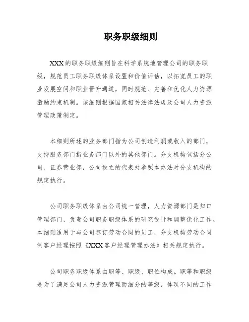 职务职级细则