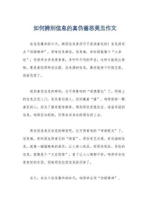 如何辨别信息的真伪善恶美丑作文