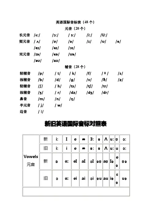 英语国际音标以及新旧国际音标对照表