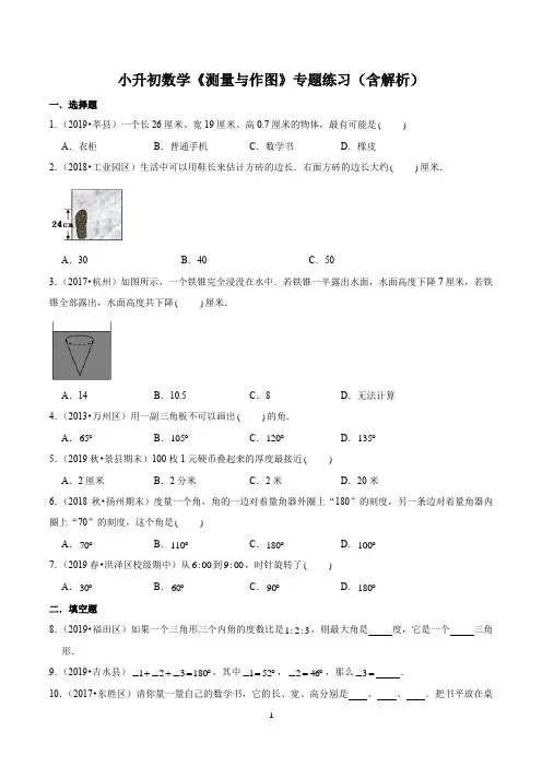 小升初数学《测量与作图》专题练习(含解析)