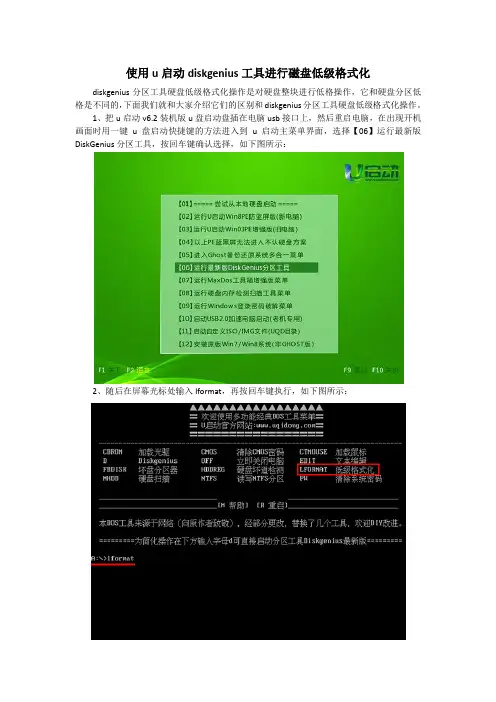 使用u启动diskgenius工具进行磁盘低级格式化