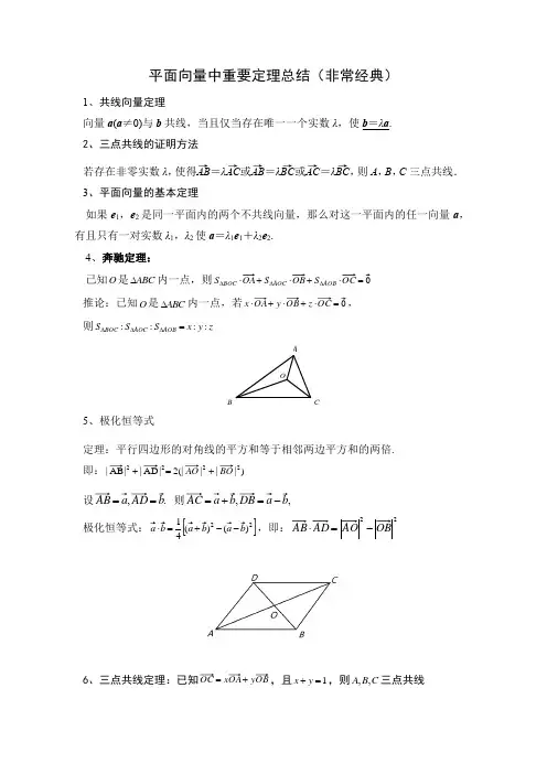平面向量中的定理