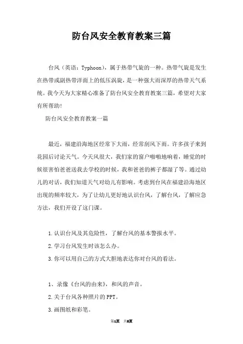 防台风安全教育教案三篇