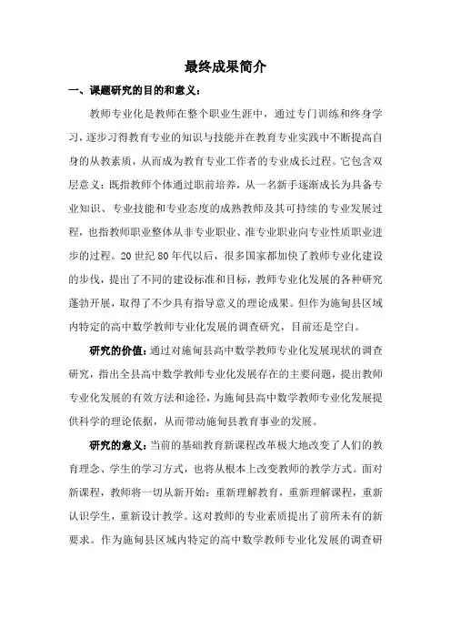 最终成果简介