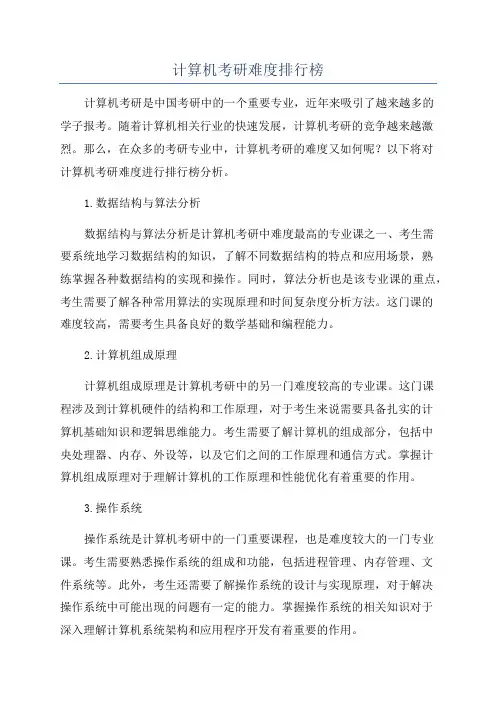 计算机考研难度排行榜