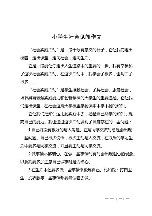 小学生社会见闻作文