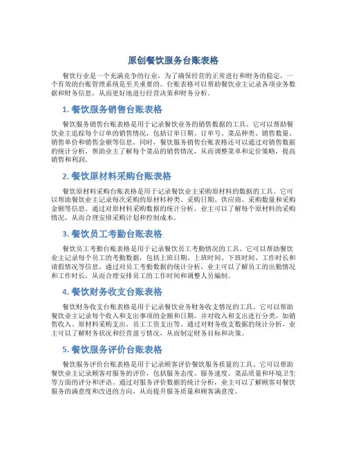 原创餐饮服务台账表格