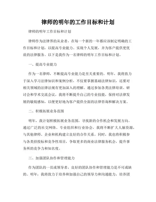 律师的明年的工作目标和计划