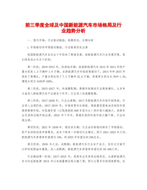 前三季度全球及中国新能源汽车市场格局及行业趋势分析