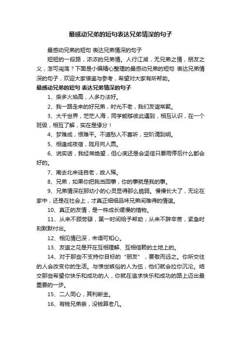 最感动兄弟的短句表达兄弟情深的句子