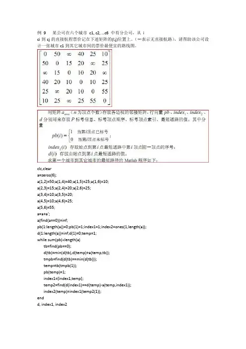 matlab、lingo程序代码1-最短距离