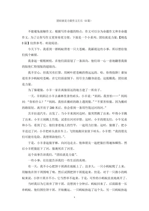 团结就是力量作文左右(8篇)