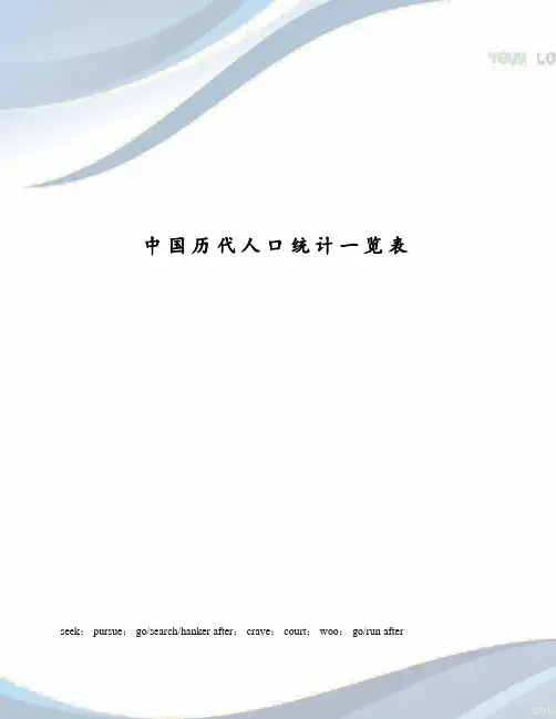 中国历代人口统计一览表