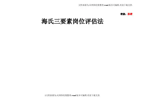 海氏三要素岗位评估体系