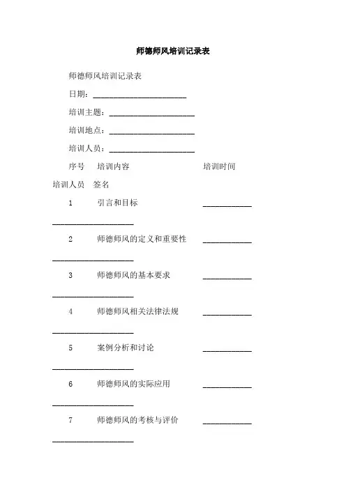 师德师风培训记录表