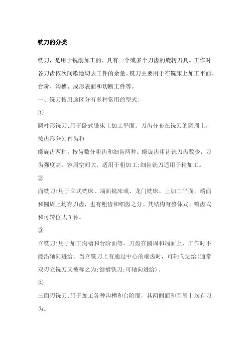 铣刀的分类