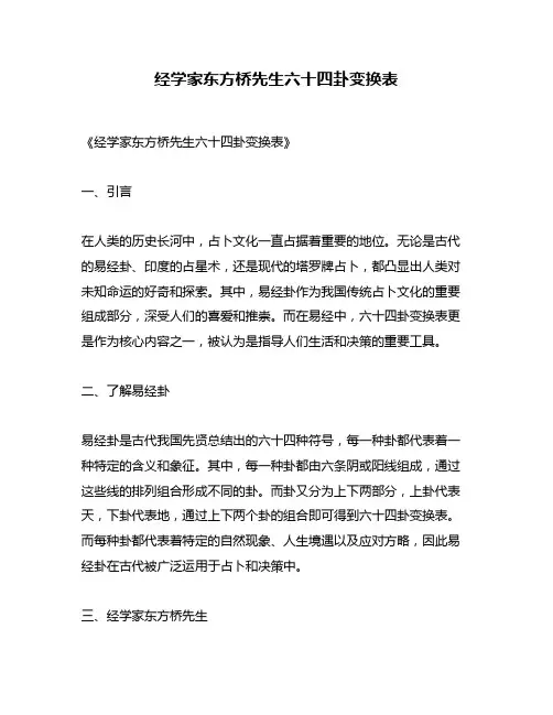 经学家东方桥先生六十四卦变换表