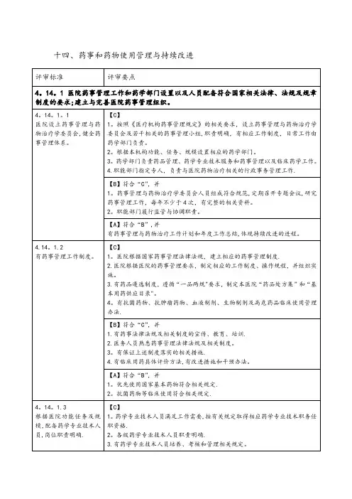 药事和药物使用管理与持续改进