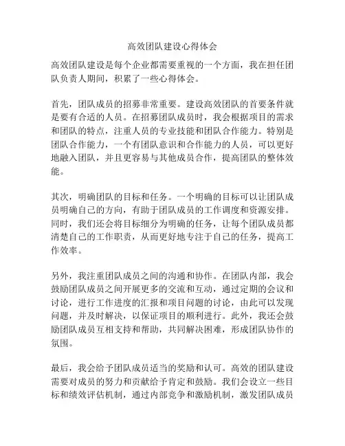 高效团队建设心得体会