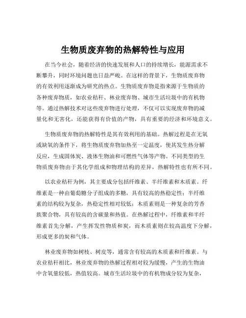 生物质废弃物的热解特性与应用