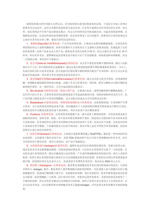 整形美容填充剂分类