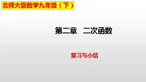 北师大版数学九年级下册第二章二次函数复习与小结(共21张)