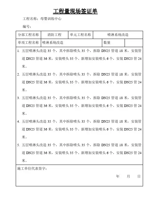 新工程量各种签证单___范本